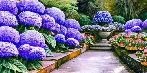 Akvarel hortenzija u vrtu stvorio AI